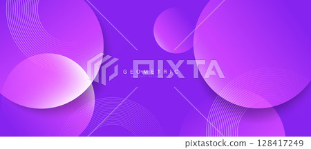 Abstract digital circle purple background. Geometric sphere white stripe line design for banner, brochure, poster, cover, website, and header Abstract digital circle purple background. Geometric sphere white stripe line design for banner, brochure, poster, cover, website, and header 128417249