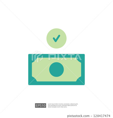 Approved Payment Icon Representing Successful Financial Transaction With Cash and Check Mark Symbol Approved Payment Icon Representing Successful Financial Transaction With Cash and Check Mark Symbol 128417474