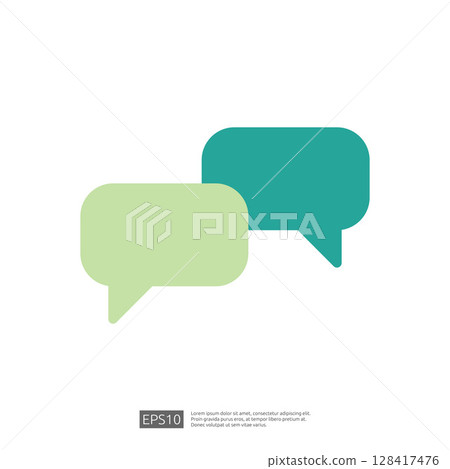 Icon of Green and Teal Speech Bubbles Representing Dialogue and Communication in Legal Judgement Context Icon of Green and Teal Speech Bubbles Representing Dialogue and Communication in Legal Judgement Context 128417476