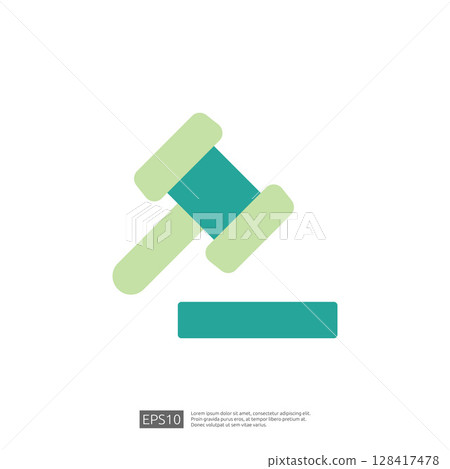 Icon of a Gavel Symbolizing Law and Judgment in a Legal Context with Simple Geometric Design 128417478