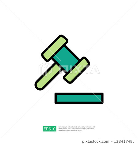 Iconic Representation of Law and Judgment with a Gavel Symbolizing Justice and Legal Authority 128417493