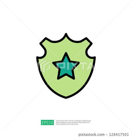 Shield Icon with Star Symbolizing Law and Judgement Representation in Security and Authority Context Shield Icon with Star Symbolizing Law and Judgement Representation in Security and Authority Context 128417501