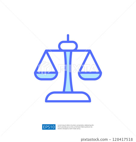 Stylized Icon of a Balanced Scale Symbolizing Justice and Law in a Minimalist Design Concept 128417518