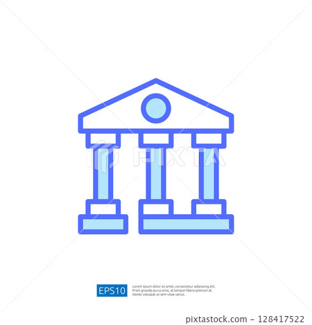 Iconic Representation of a Courthouse with Columns Symbolizing Law and Justice in a Minimalist Style 128417522