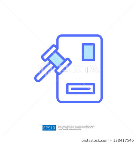 Legal Icon of a Gavel and Document Representing Law and Judgment in a Professional Context 128417540