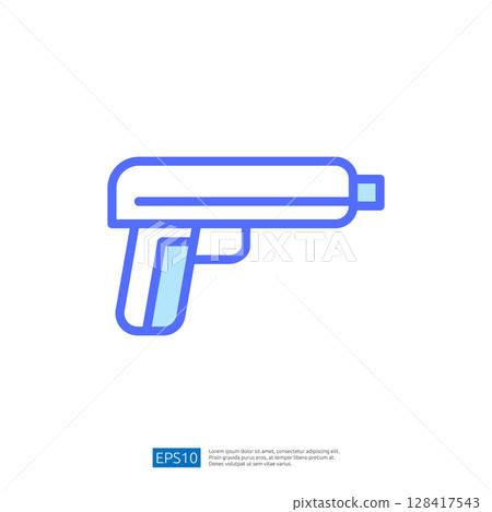 Icon of a Simplistic Handgun Illustration Representing Law and Judgment Themes in a Minimalist Design Style Icon of a Simplistic Handgun Illustration Representing Law and Judgment Themes in a Minimalist Design Style 128417543