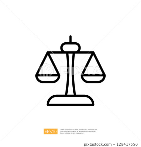 Symbolic Scales of Justice Icon Representing Law and Judgment in a Minimalist Design 128417550