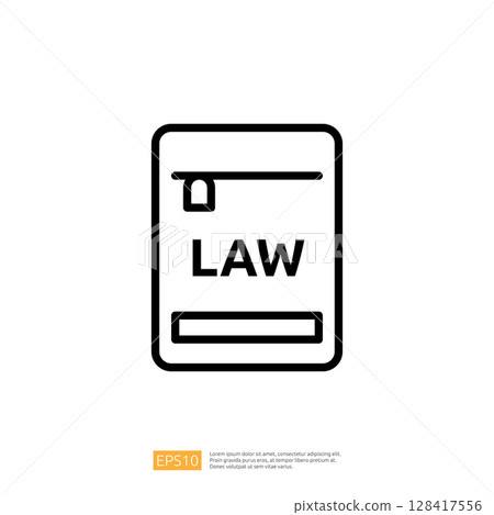 Law Icon Representing Justice and Legal Authority with Iconic Book Symbol Reducing Complexity in Legal Representation and Guidance 128417556