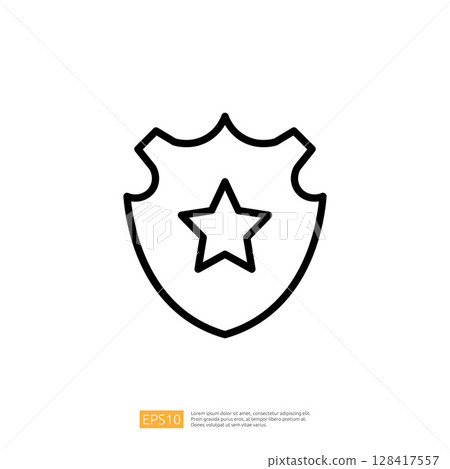 Iconic Law Enforcement Shield Symbol Representing Protection and Justice in a Minimalist Style 128417557