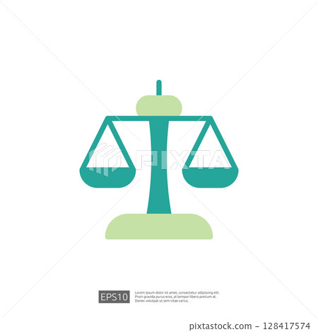 Iconic Representation of Justice with Scales Symbolizing Law and Judgment in a Minimalist Design Iconic Representation of Justice with Scales Symbolizing Law and Judgment in a Minimalist Design 128417574