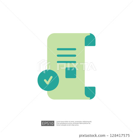 Green Legal Document Icon with Approval Checkmark Symbolizing Law and Judgement in a Business Context Green Legal Document Icon with Approval Checkmark Symbolizing Law and Judgement in a Business Context 128417575