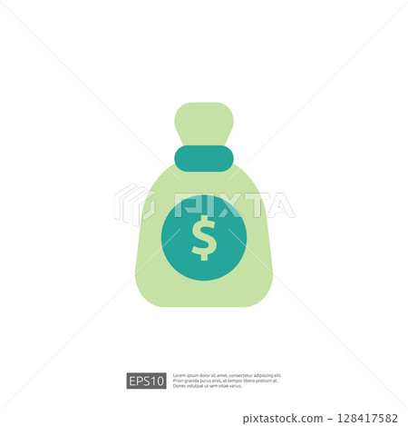 Icon of a Money Bag with Dollar Sign Representing Finance and Wealth in a Minimalist Design Icon of a Money Bag with Dollar Sign Representing Finance and Wealth in a Minimalist Design 128417582