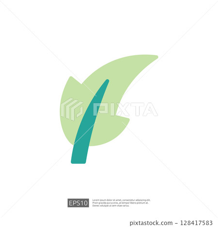 Stylized Leaf Icon Representing Nature and Sustainability with Soft Green Tones and Minimalist Design Elements Stylized Leaf Icon Representing Nature and Sustainability with Soft Green Tones and Minimalist Design Elements 128417583