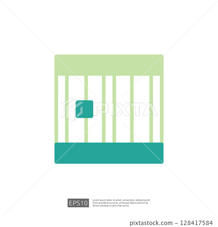 Abstract Icon of a Law Cage Symbolizing Justice and Judgment with Minimalistic Design Elements in Soft Colors Abstract Icon of a Law Cage Symbolizing Justice and Judgment with Minimalistic Design Elements in Soft Colors 128417584