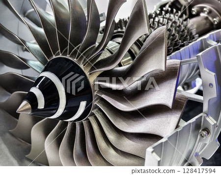 Innovative 3D-printed turbine engine design displayed at technology 128417594
