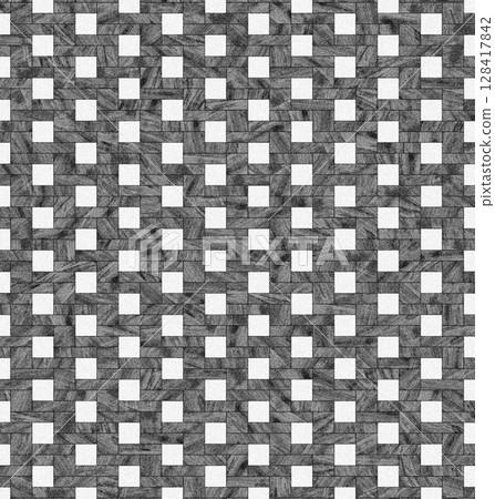 Seamless geometric pattern creating interlocking squares in gray and white 128417842