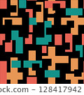 Abstract background with color geometric cubes, geometric figures pattern for design brochure, website, flyer. Retro seamless background 128417942