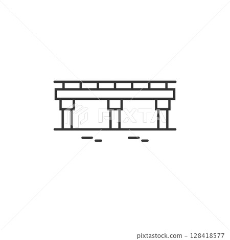 Bridge (girder bridge) civil engineering construction icon material (line drawing, vector) 128418577