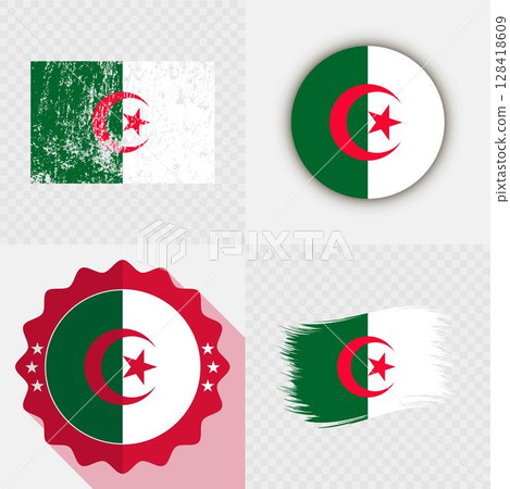 Algeria National Flag Icon Collection. 128418609