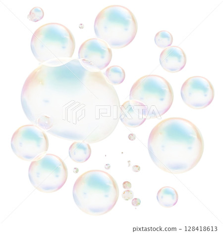 透明背景上的肥皂泡 128418613