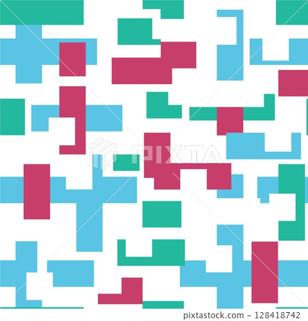 Abstract background with color geometric cubes, geometric figures pattern for design brochure, website, flyer. Retro seamless background 128418742