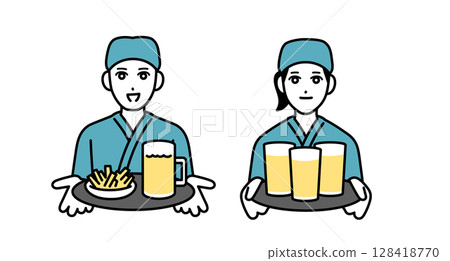 男性和女性酒吧工作人員頭像 男性和女性酒吧工作人員頭像 128418770