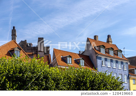 Old and expensive apartment building in the city center of Copenhagen, Denmark 128419663