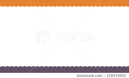 Halloween colored polka dot frame background, orange and purple Halloween colored polka dot frame background, orange and purple 128419950
