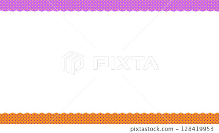 萬聖節彩色圓點框架背景，橙色和紫色 128419953