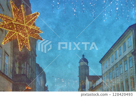 聖誕節期間德國哥廷根市的街景(AI 根據原始圖像生成) 聖誕節期間德國哥廷根市的街景(AI 根據原始圖像生成) 128420493