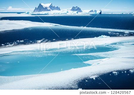 Icebergs and melting sea ice Polar environment 128420567