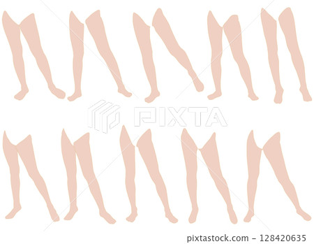 女性腿模插畫集2-04 雙腿向右張開。一組描繪下半身各種姿勢的插畫。 128420635