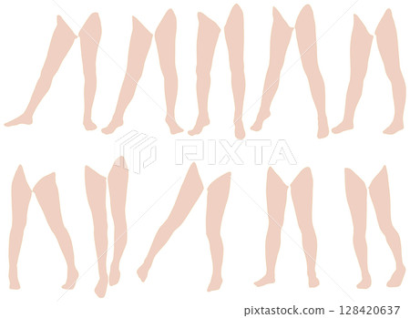 女性腿模插畫集2-06 雙腿向左張開。一組描繪了各種下半身姿勢的插畫。 128420637