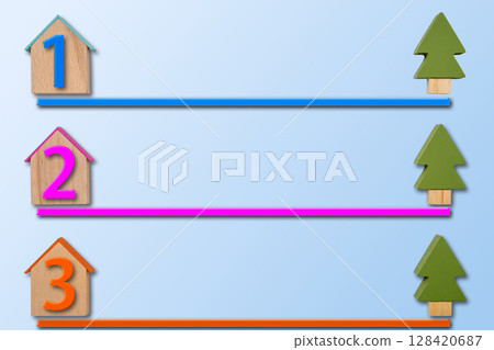 帶有三線框的彩色房屋形盤子 128420687