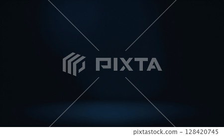 Dark space with blue light abstract background. Black wall 128420745