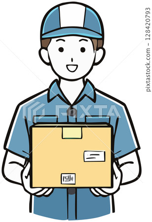 Delivery service worker carrying luggage 128420793