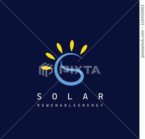 S letter sun vector for solar panel logo brand S letter sun vector for solar panel logo brand 128420803