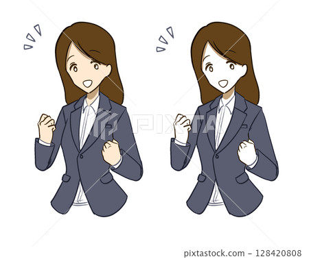 A woman doing a guts pose 128420808