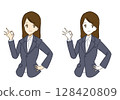 A woman who issues an OK sign 128420809