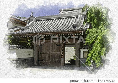 水彩風格，德島市，德島縣寺町，德島市 128420938