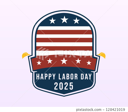 Happy Labor Day 2025 USA Badge 128421019