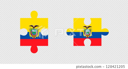 Puzzle Pieces with Ecuador Flag. 128421205