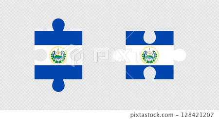 Puzzle Pieces with El Salvador Flag. 128421207