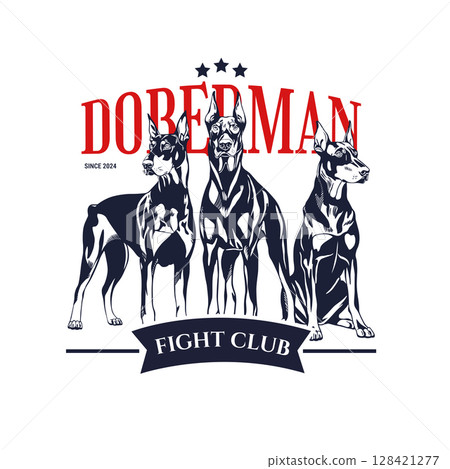Doberman Pinscher Fight Club Illustration 128421277