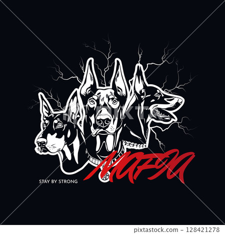 Mafia Doberman Pinscher Dog Illustration 128421278