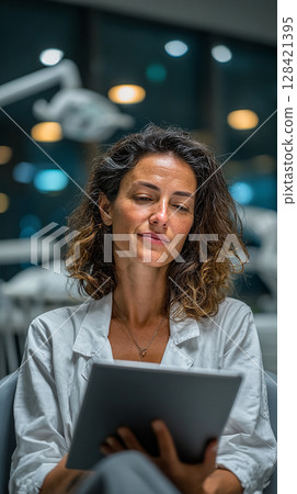 Professional Latin senior woman with glasses 128421395