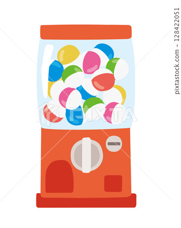 Illustration of a capsule machine filled with colorful capsules 128422051