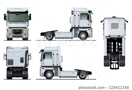 Vector semi-truck template isolated on white 128422168