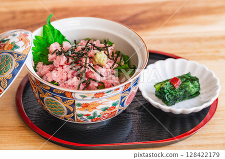 Negitoro on a bowl 128422179