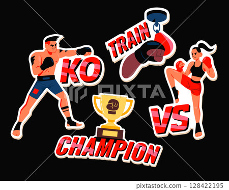 Mixed Martial Arts Cartoon Sticker Collection 128422195